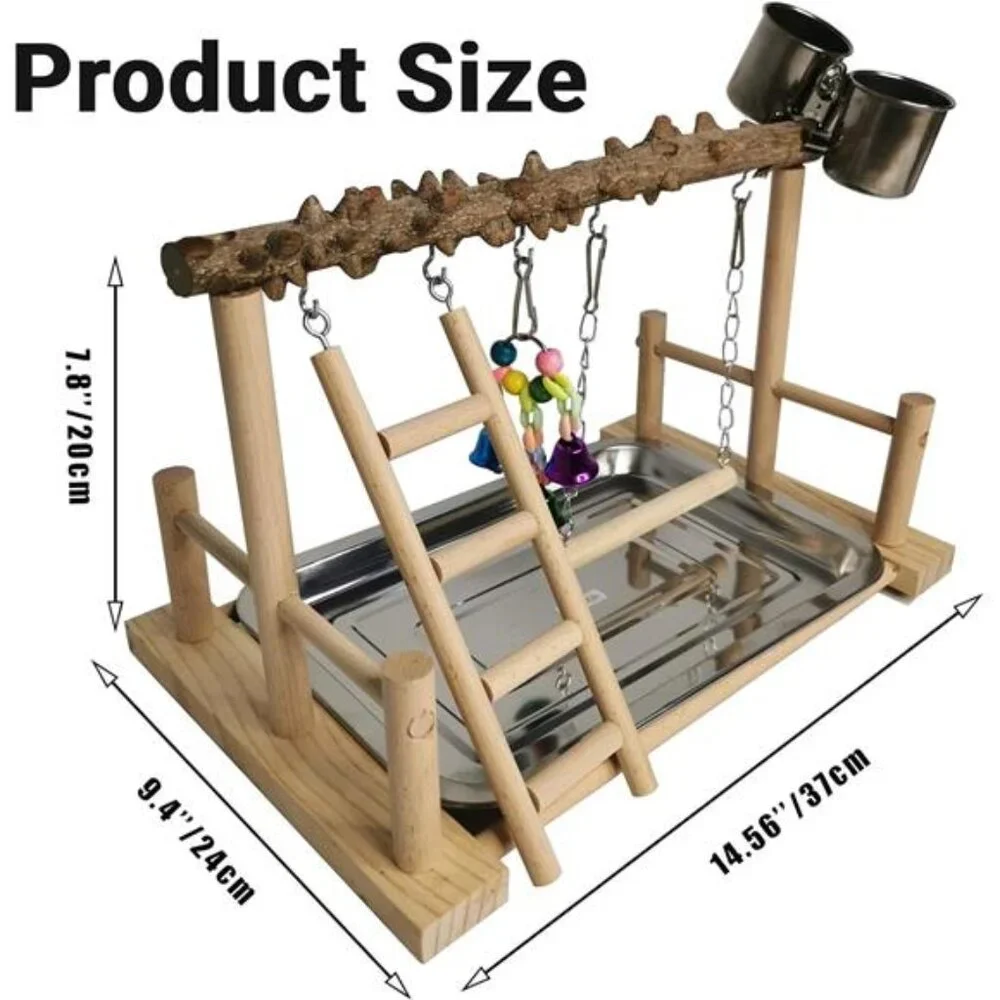 Parrot Playground Bird Playstand Wood Exercise Play Perch Exercise Gym Ladder